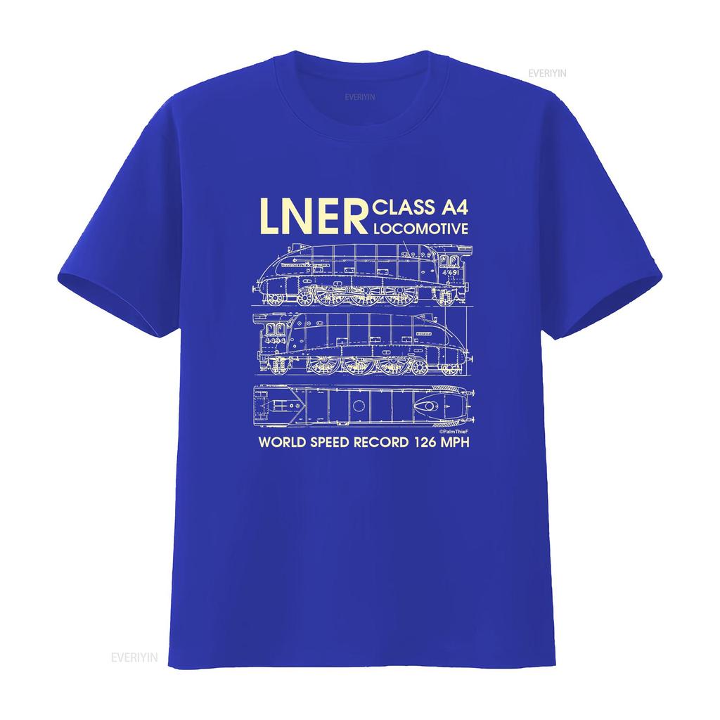 LNER Class A Locomotive Train T Shirt Unisexs Blueprints Birthday vintage Washed Breathable streetwear Stretched Soft