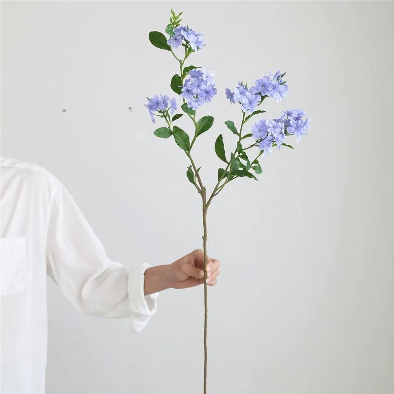 3Pcs/6Pcs Fake Silk Blue Flowers Artificial Plumbago Flower Realistic Blue & White Fake Floral Stems for Arrangements Home Decor