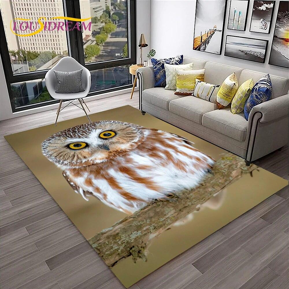 3D Cartoon Cute Owl Series Carpet Rug for Home Living Room Bedroom Sofa Kitchen Doormat Decor,Child Area Rug Non-slip Floor Mat