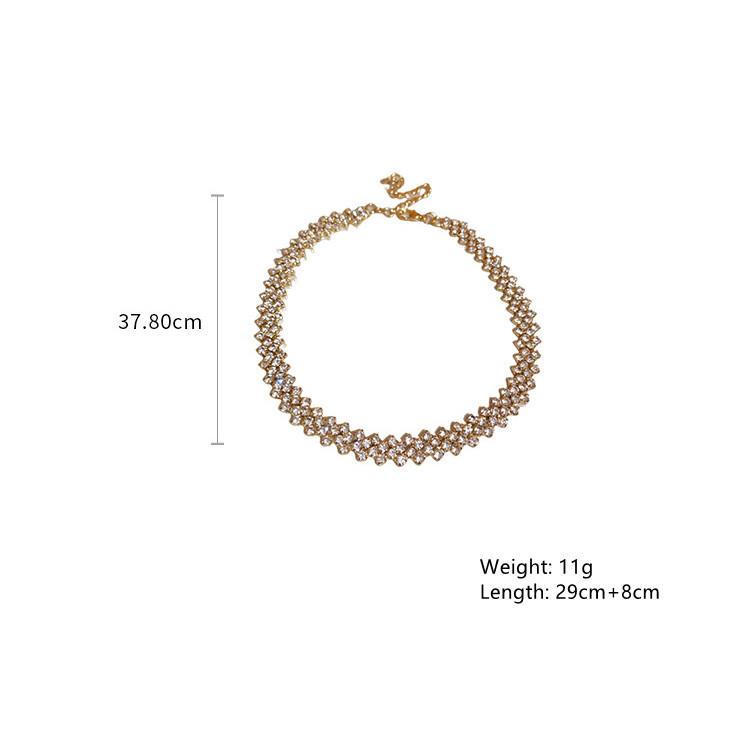 Fashion Gold Color Rhinestone Choker Necklaces for Women Geometric Crystal Necklaces Weddings Zircon Party Gifts