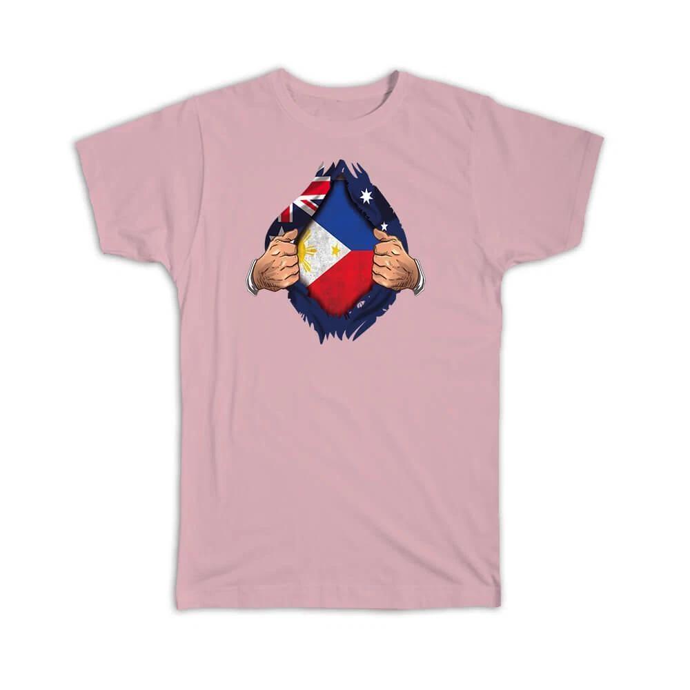 Gift T-Shirt : Philippines Australian Flag Chest Filipino XL
