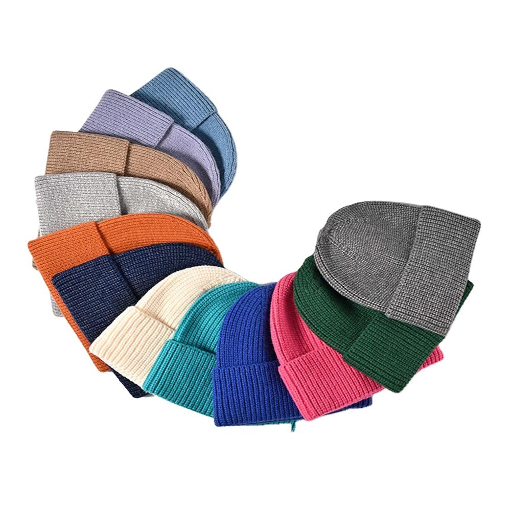 Custom Cute Luxury Warm 100% Lambs Wool Knitted Unisex Beanie Hats for Business & Travel with Hand Drawn Logo