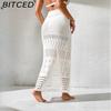 BITCED Sexy Beach Dress Set Summer Sleeveless Knitted Cropped Top Long Split Skirt