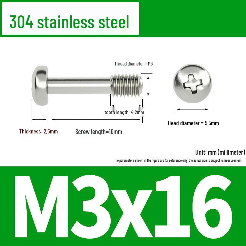 Yigu 304 Stainless Steel Phillips Round Head Captive Screws - M2/M3/M4 Half Thread Pan Head Machine Screws