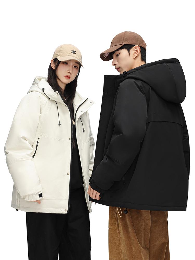 Men's 2025 Stylish Solid Color Hooded Windproof Down Jacket