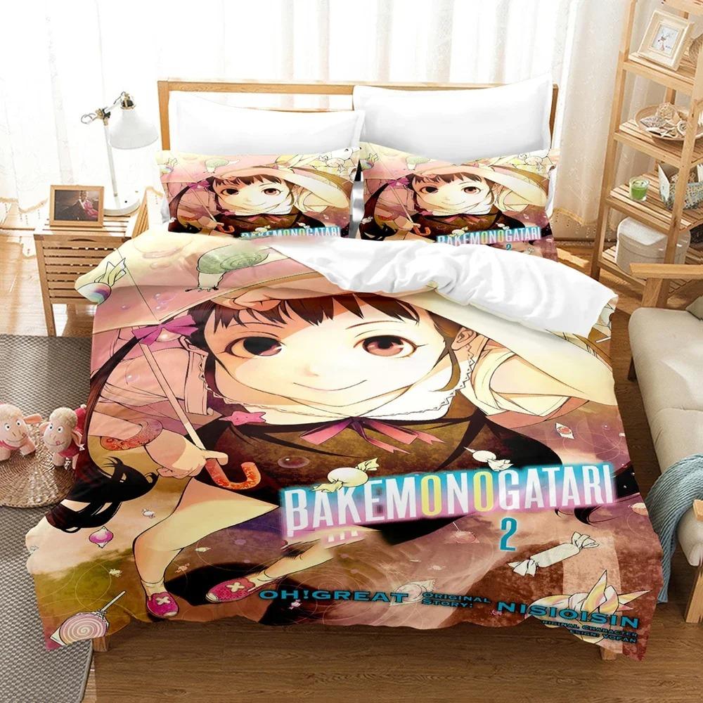 3D Print Bakemonogatari Bedding Set Single Twin Full Queen King Size Duvet Cover For Adults Boys Bedroom Anime