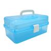 3 Layers Portable Storage Box Transparent Handheld Folding Multipurpose Storage Case for Art Craft and Cosmetic Blue