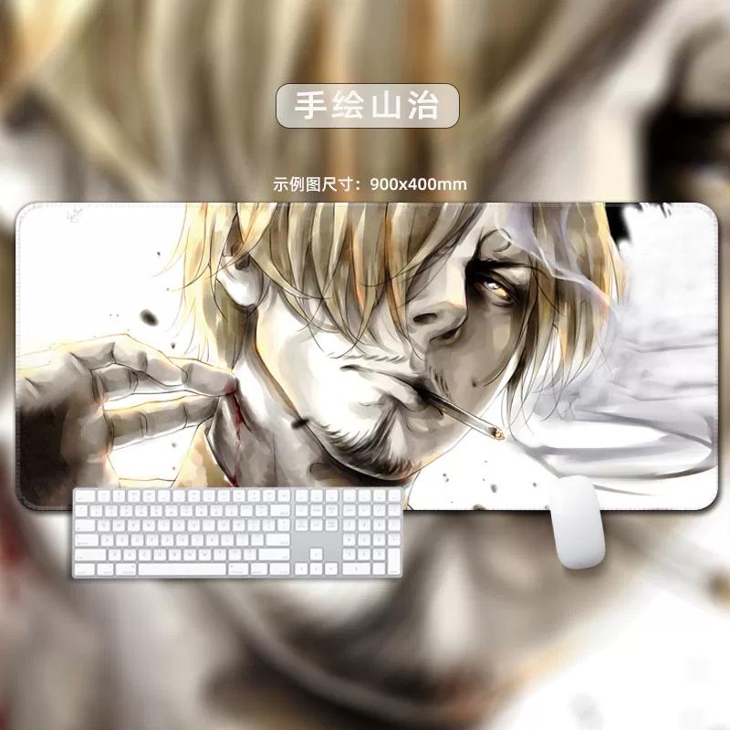 One Piece Leather Mouse Pad Oversized Small Office Gaming Keyboard Pad Desk Pad Bristle Bracelet Monkey D. Luffy Roronoa Zoro Decorative Desk Mat