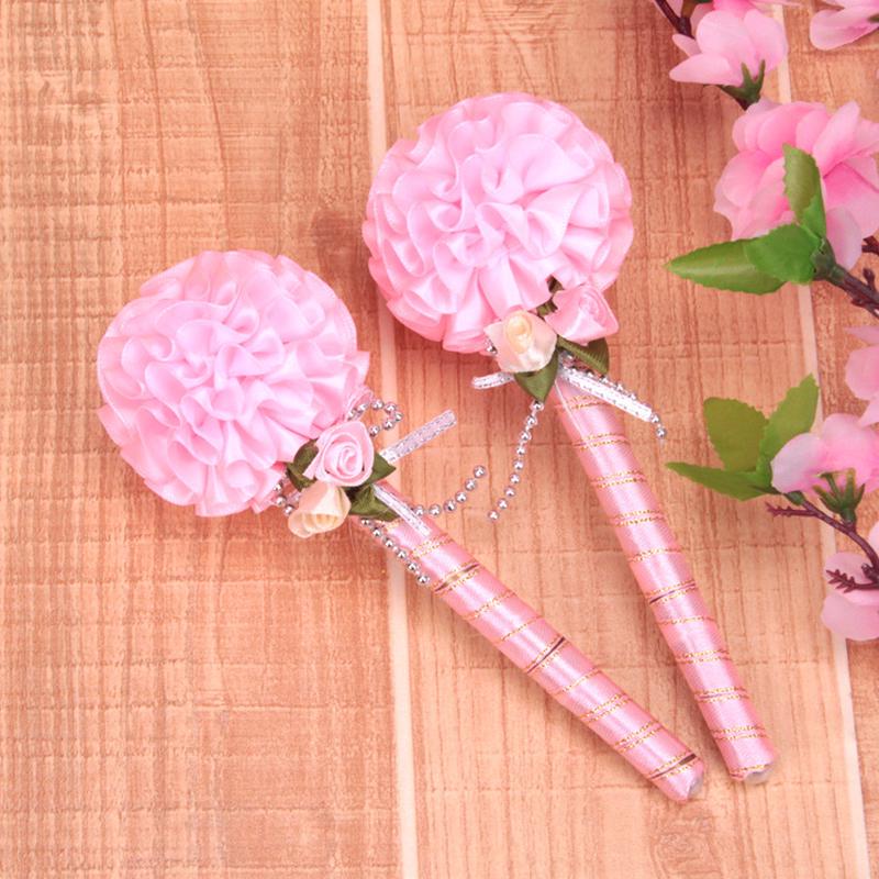 1PC Creative Coloful Flower Bow Bonny Ballpoint Pen Fresh Long Stick Sign Pen For Wedding Gift