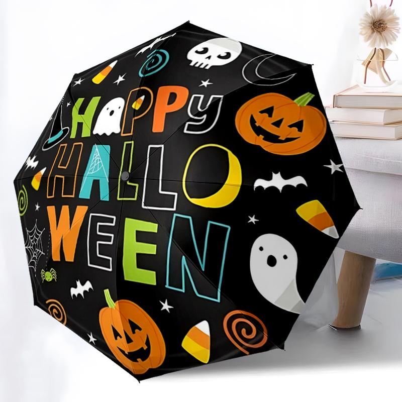 1pc Creative Happy Halloween Durable Cartoon Folding Umbrella, Portable Compact Umbrella for Men and Women A032