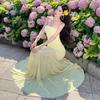 Island vacation beautiful long skirt light luxury mesh tube top dress skirt sexy waist hip fish tail dress