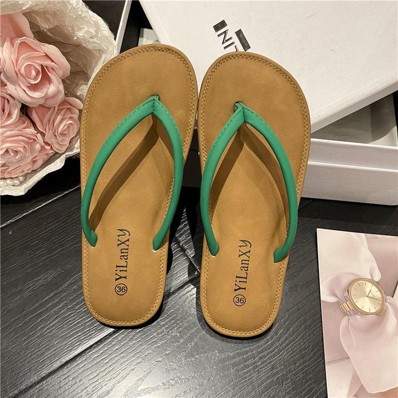 Flip-flops Women's Fashion Outer Wear 2025 Summer Cool Slippers Students Simple Non-slip Pinch Foot Beach Slippers