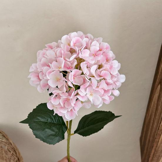 Kunstig Hortensia Blomst Realistisk Full Blomst Falsk Hortensia med Stengler Faux Silke Blomsterarrangement for Hjem Bryllup Fest Babyshower Bord