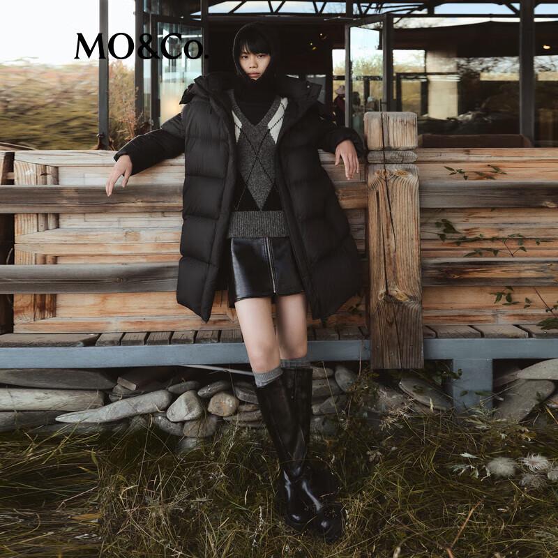 MO&Co. Women's Waterproof Detachable Hood Long Down Jacket