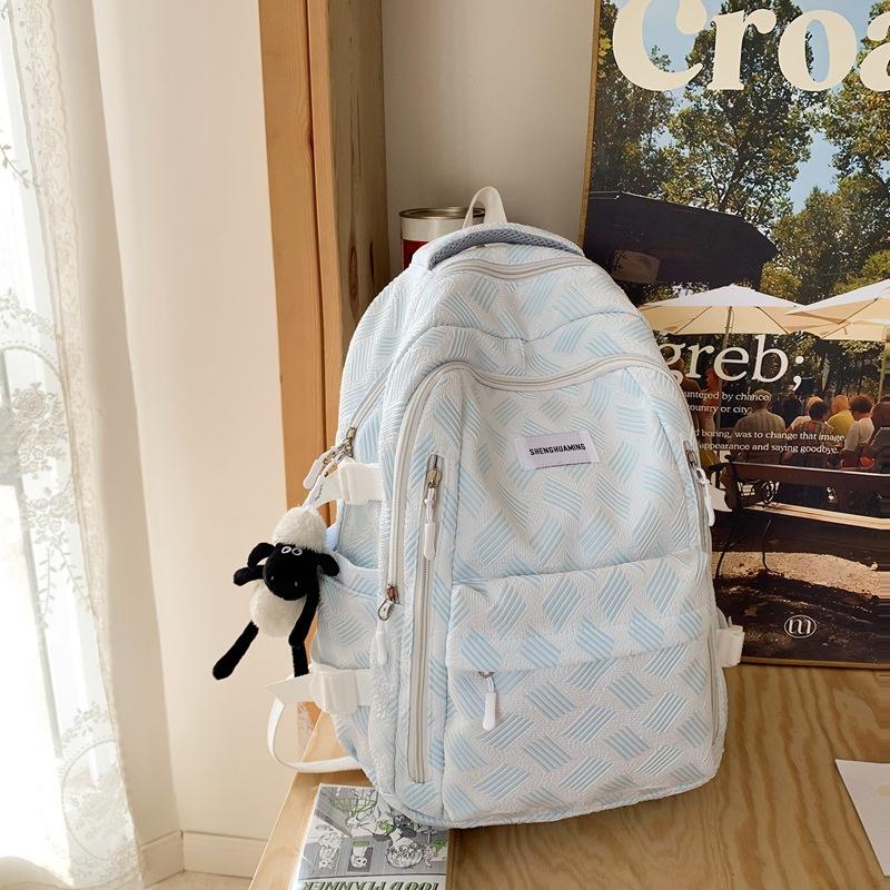 School bag for girls, simple junior high school backpack, fresh forest style for high school students, large-capacity backpack double shoulder bag