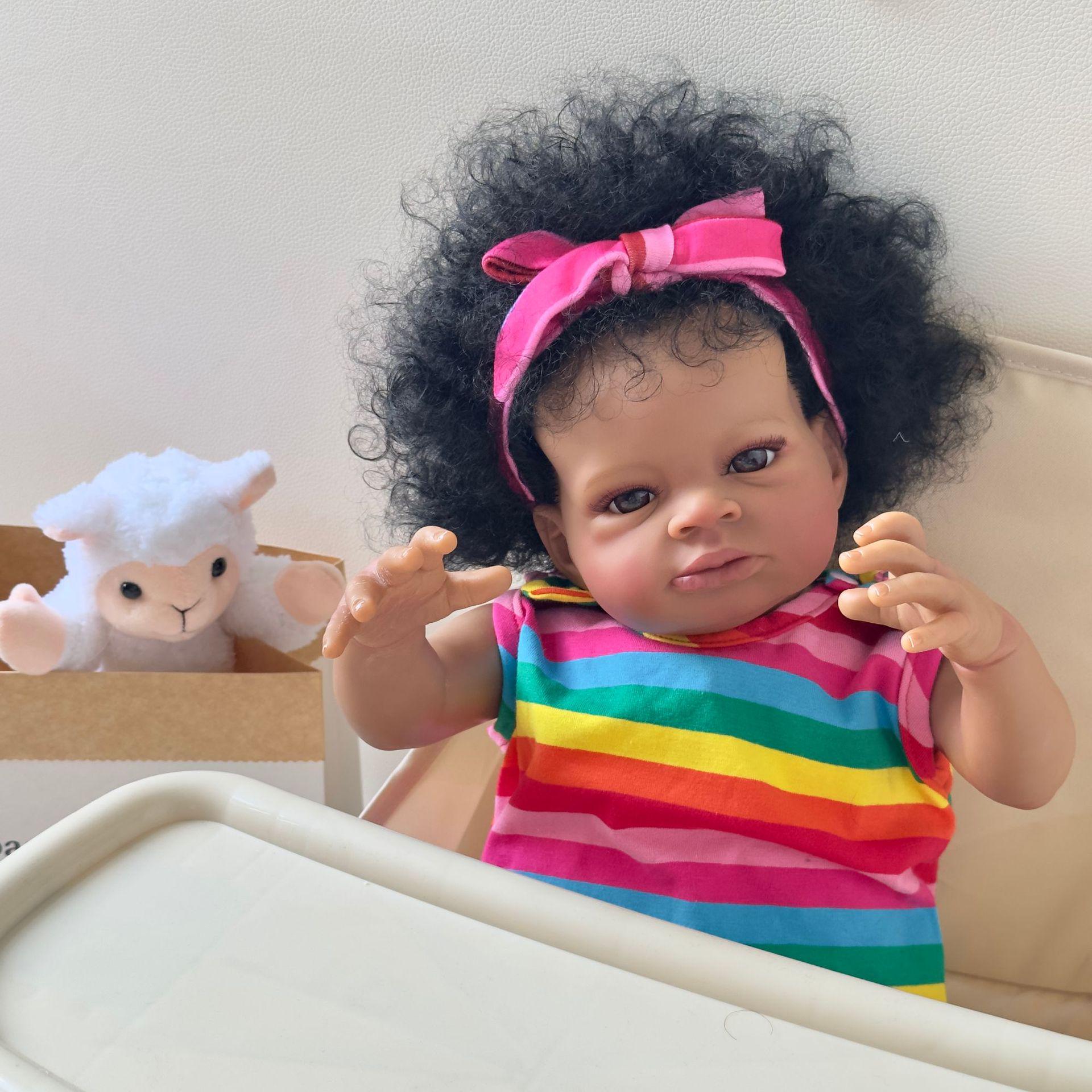50cm Realistic Black Doll with Rainbow Outfit - Lanny Model 50cm Cloth Body Doll