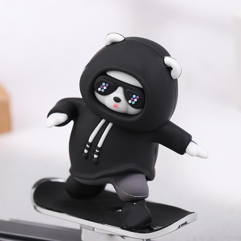 1Pc Cartoon Cute Doll Center Console Moving Bear Auto Interior Decoration Car Automatic Sliding Skateboard Bear Ornaments