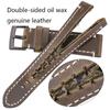 Oil Wax Cow Leather Watchband Bracelet Women Men Belt for Huawei Amazfit Samsung Galaxy Watch 4 Strap 18mm 20mm 22mm 24mm Band