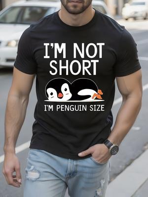 Im Not Short Im Penguin Letter Animals Print Tshirt Crew ...