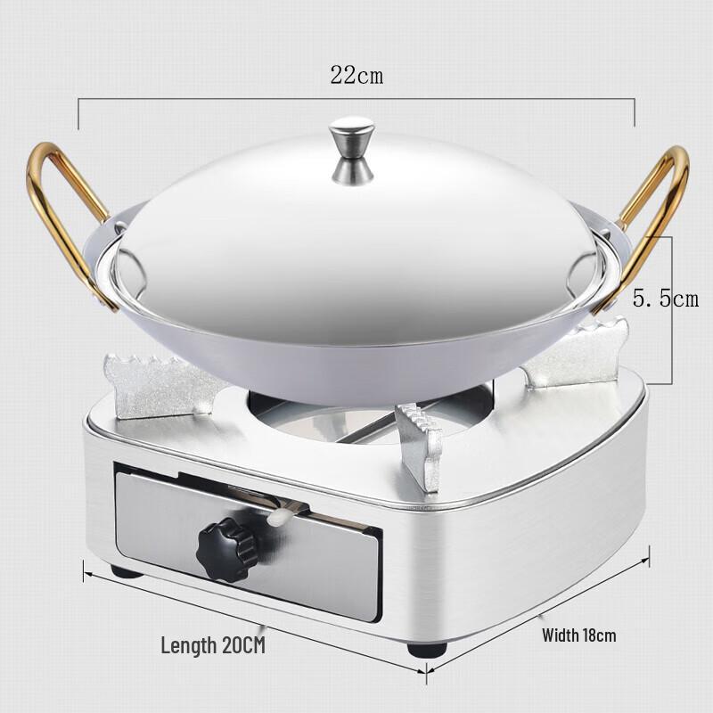 GOWKE Stainless Steel Alcohol Hot Pot with Dry Pot