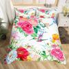 Cute Birds Duvet Cover King Size Pink Peach Flower Bedding Set Polyester Bird Butterfly Wild Animal Comforter Cover For Boy Girl