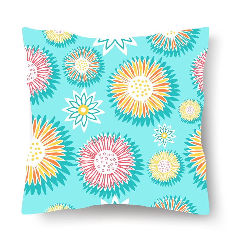 Nordischer Blumendruck Kissenbezug 45x45CM Sofa Büro Sitz Auto Kissenbezug Kreatives Ornament Schlafzimmer Zimmer Heimdekoration