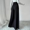 Women Casual Pants High Waist Oversized Wide Leg Office Lady Pants with Pockets Solid Color Loose Fit Business Trousers