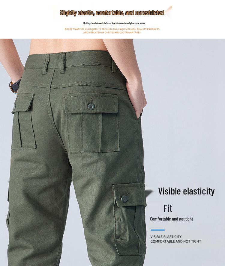 Men's Multi-Pocket Cargo Pants - Loose Fit, Straight Leg, Wear-Resistant, Ideal for Outdoor Sports and Work.