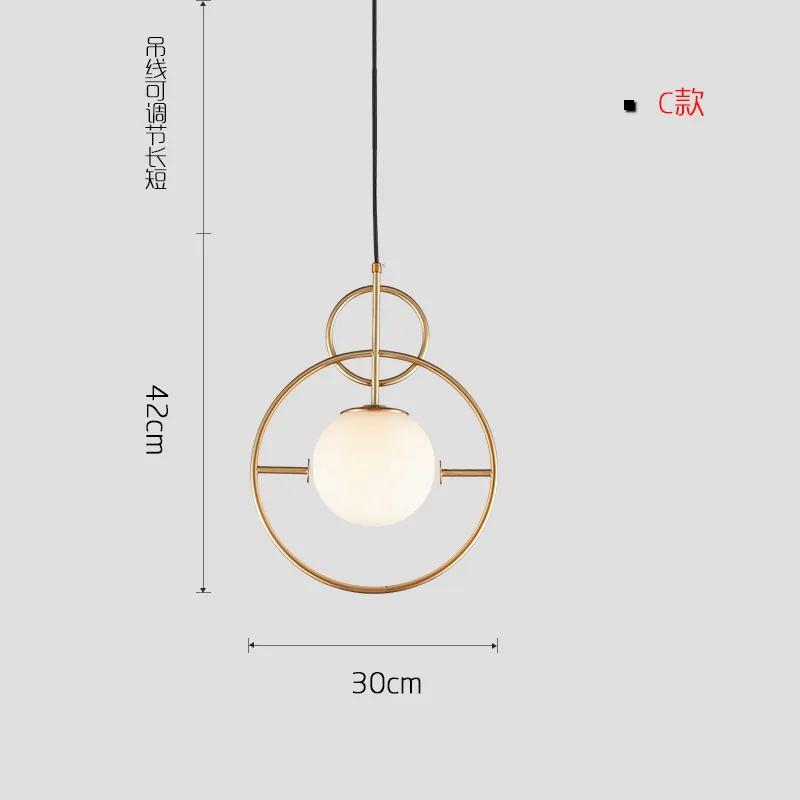 Modern Bar E27 Led Pendant Lights Cafe Gold Metal Glass Globe Led Hanging Lamp Bedside Hanging Light Droplight Fixtures Lamp