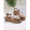 New Summer Outdoor Floral Sandals, Suede One-Strap Wedge Minimalist High Heel Sandals for Women