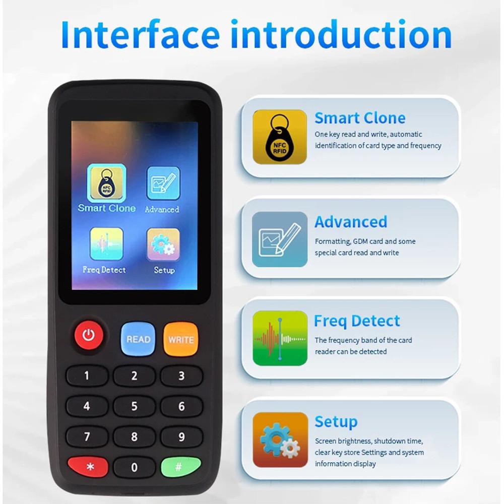 X7 RFID Smart Chip Leser IC ID Token Klon Kopierer 125Khz Badge Schreiber 13.56Mhz Tag Duplikator 140x55x17mm