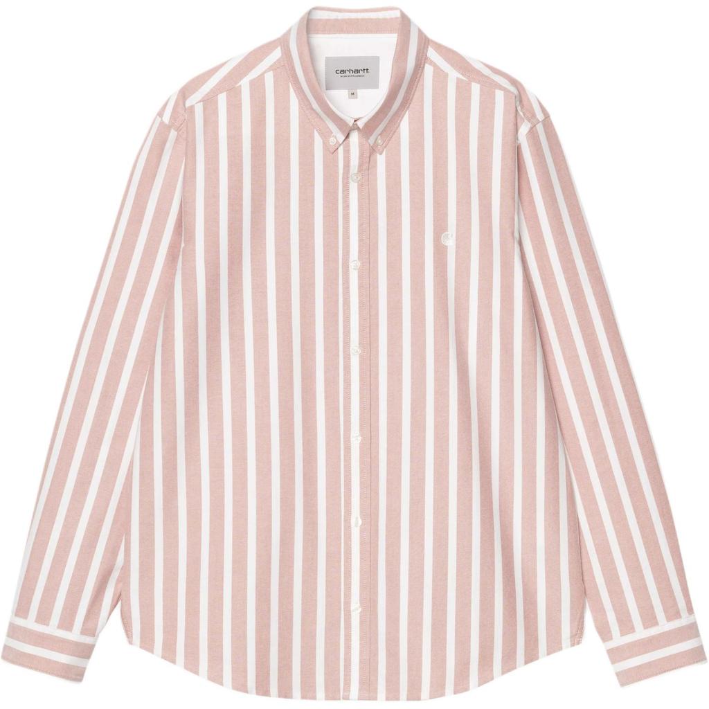 Carhartt WIP SS26 Chemise Deven à Manches Longues Boutonnée Rayée Coupe Ample Manches Longues Chemises Homme I036198-3JD-XX
