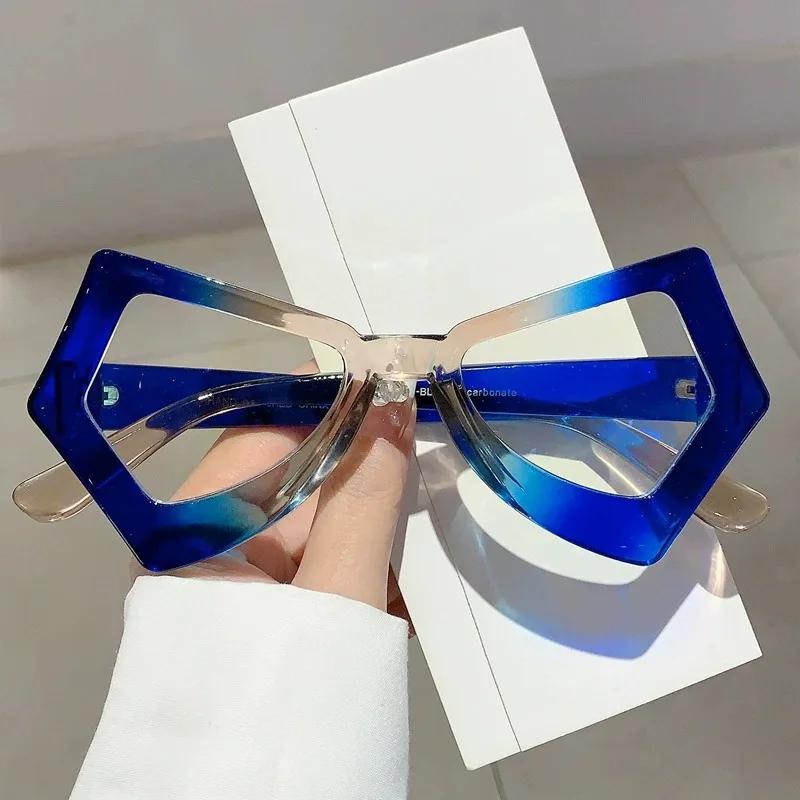 Anti Blue Light Cat Eye Reading Glasses Large Irregular Frame European American Style Polygonal Presbyopia Glasses