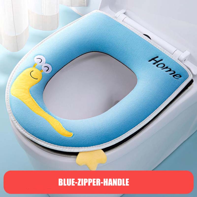 Washable Toilet Seat Cushion Household Four Seasons Universal Waterproof Zipper Toilet Seat Cover Cute Cartoon Bathroom Toilet Seats Pads with Handle