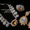 Canary Snowflake Gem Necklace, Rich Woman'S Happiness, 18K Gold Plated, Goose Yellow Water Drop Large Carat Zircon Earrings