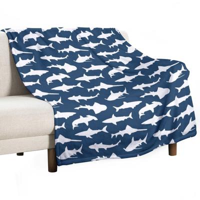 Sharks On Navy Blue Throw Blanket for Babies Cute Plaid Bed Plaid Fashion Sofas Blankets