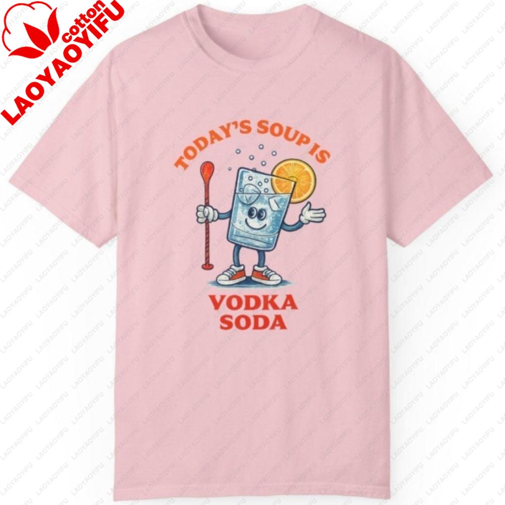 Vodka Soda Shirt Funny Cocktail Graphic Tee Retro Humor Harajuku Gothic Unisex Clothing Ropa De Mujer