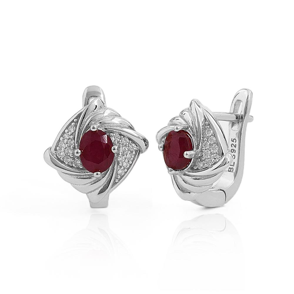 Women's Rhombic Design 925 Sterling Silver Yellow Earrings Natural Ruby Oval 4*5mm Real Gemstone Fine Jewelry Valentine's Gift