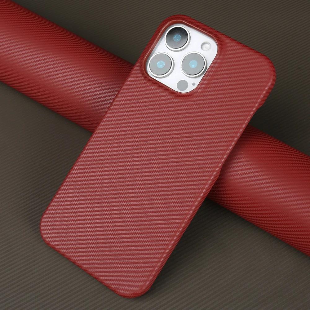 Luxury Genuine Leather Case For iphone 16 Pro Max 15Pro 14ProMax 13 12 11 Cases Carbon Fiber Pattern Phone Cover Phone Shell