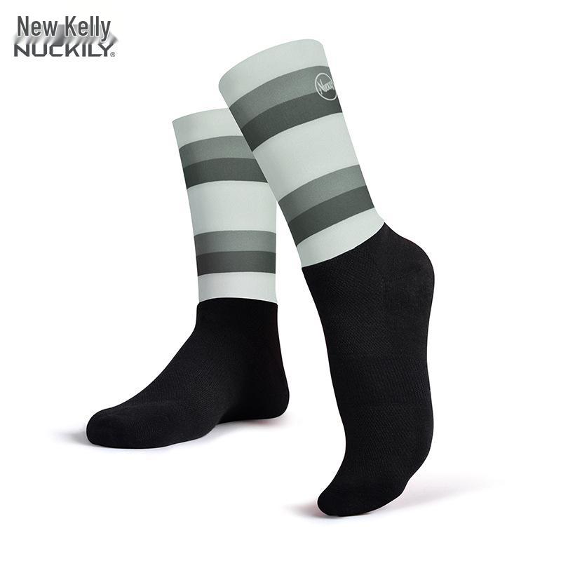 NUCKILY Anti-slip Compression Cycling & Running Socks, Unisex Mid-calf for All Seasons