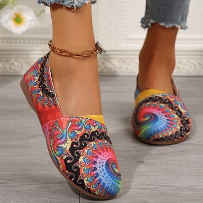 Fashion Women Flats Retro Printed Single Flat Shoes Autumn New Casual Fashion Sneakers Anti Slip Wear-resistant Loafers Women Flat Shoes