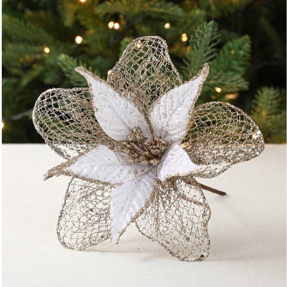 Neue 23cm Weihnachtsstern Glitzerblume Groß DIY Weihnachtsblumen Frohe Weihnachten Hängende Ornamente Weihnachten Baum Dekorationen