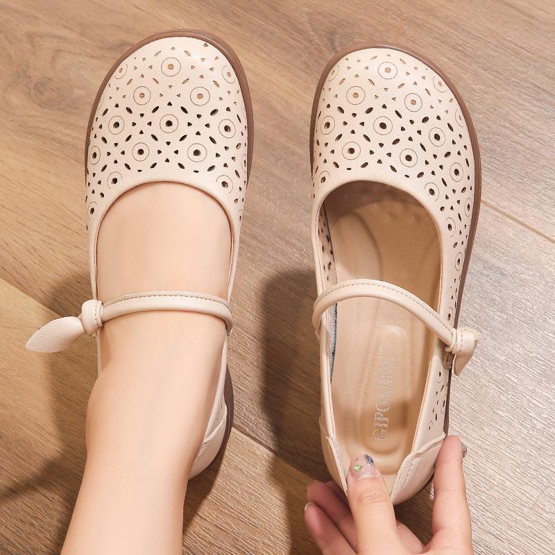 

Летние кожаные сандалии: Дышащая, нескользящая мягкая подошва для женщин среднего и пожилого возраста 37