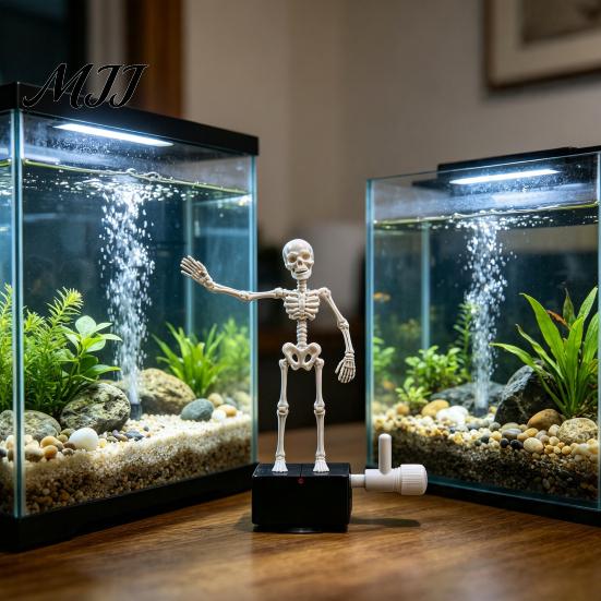 Scheletro Articolato Flessibile Halloween Acquario Scheletro Danzante, Giunti Mobili Azionati da Bolle Decorazione Cranio Ornamento, Oscillazione Realistica per Acqua Dolce