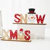 Painted Wooden Snowflake Snowman Ornament for Desktop or Office Christmas Decoration
