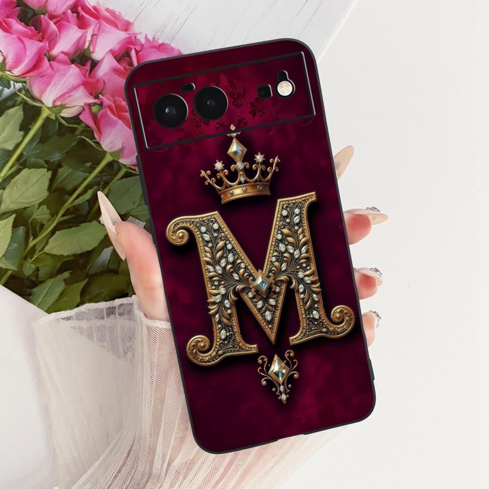 For Google Pixel 6 Case Silicone Luxury Crown A-Z Letters 2D Painted Soft Casing For Google Pixel6 G9S9B GB7N6 G9S9B16 GR1YH