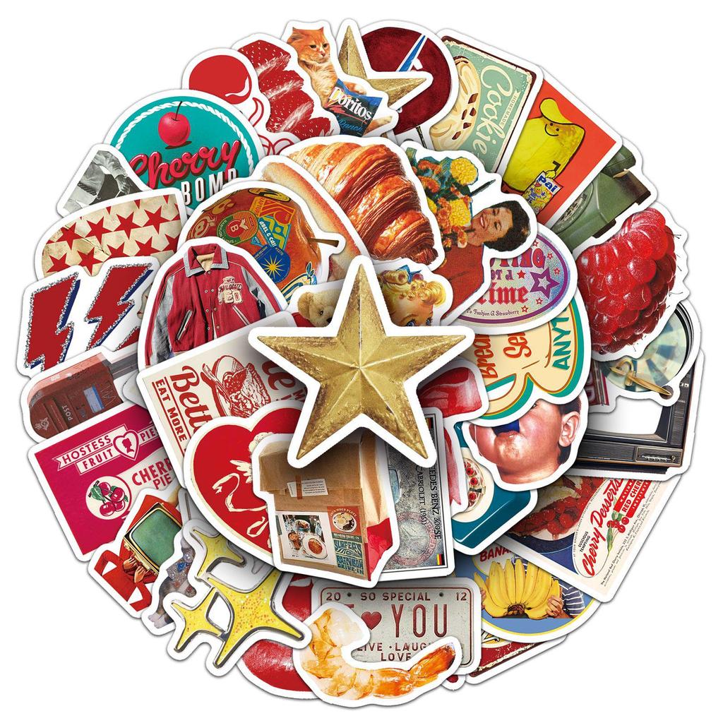 50PCS Trendy Retro American Stickers: Cool, Waterproof Decals for Phone Cases, Laptops, Journals, and Motorcycles.