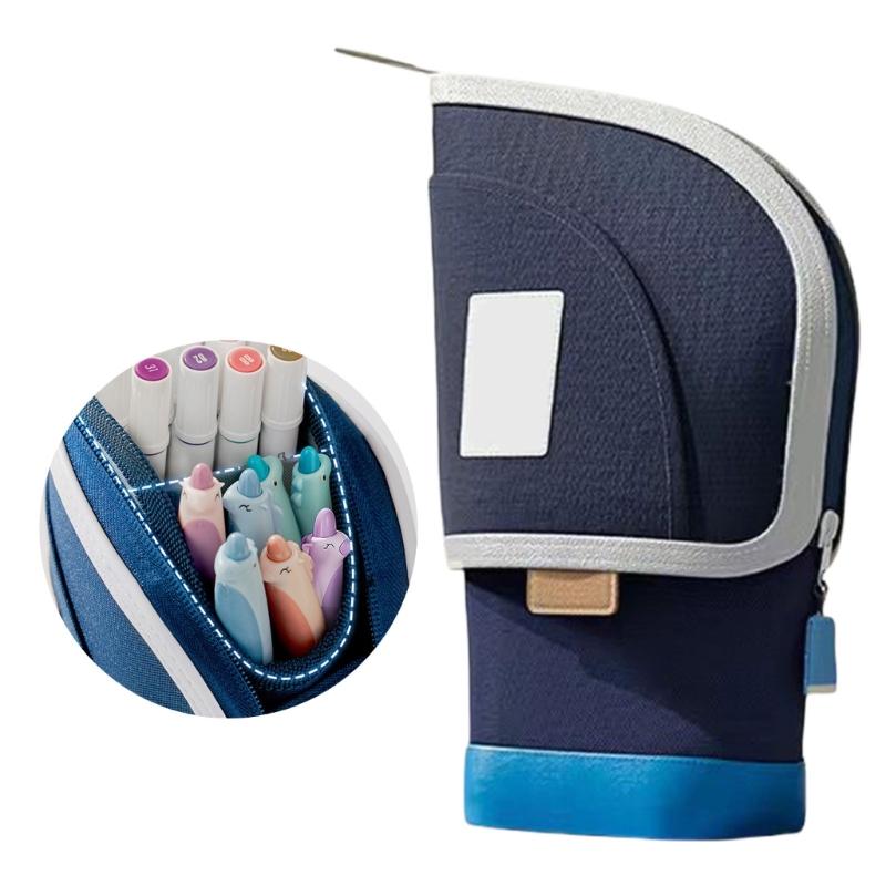Teleskopisches Mäppchen Ausziehbare Stifttaschen Aufstellbare Stifthaltertasche Reise Kosmetikaufbewahrungstasche für Schule Büro