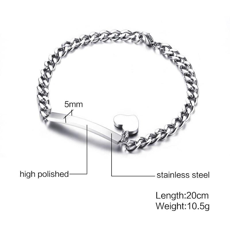 Elegant Personalized ID Bar Bracelets for Women 5mm Thin Stainless Steel Link Chain Custom Quotes BFF Bracelet Gift Jewelry