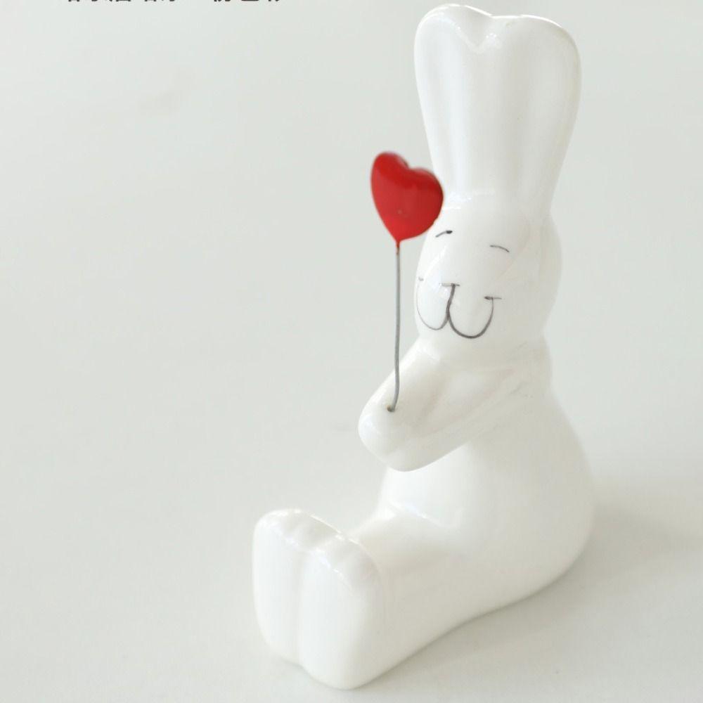 3pcs Handicraft White Rabbit Ornament Cute Animal Sculpture Couple Rabbit Figurine  New Year